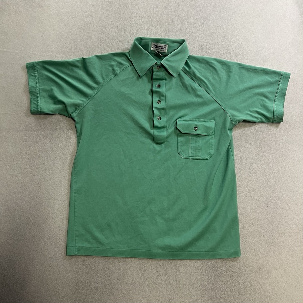 Vintage Jaccar Of California Polo Shirt Men's Medium Teal Green Rockabilly 70s